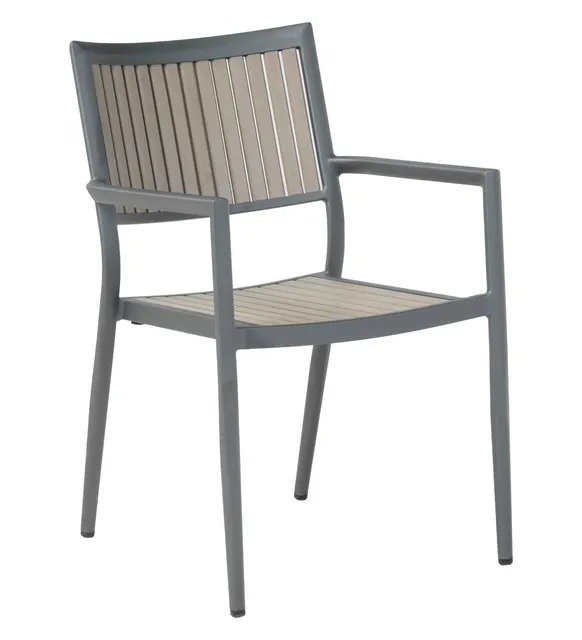 Genevieve Alum/Polywood Stackable Dining Arm Chair