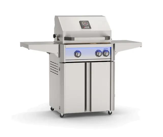 AOG 24” L-Series Built-In Grill w/ Backburner & Rotisserie Kit on Portable Cart
