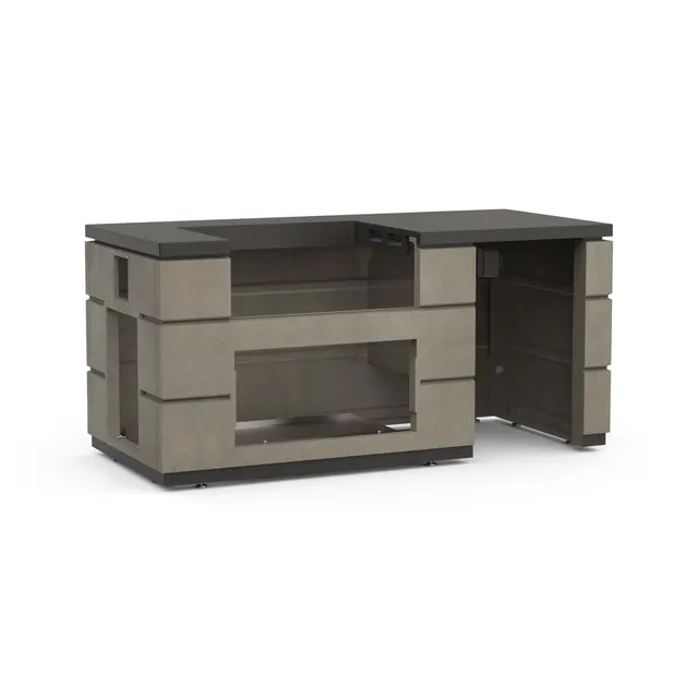 Contemporary Island w/ Refrigerator Cut-out — Smoke (35” x 77”)