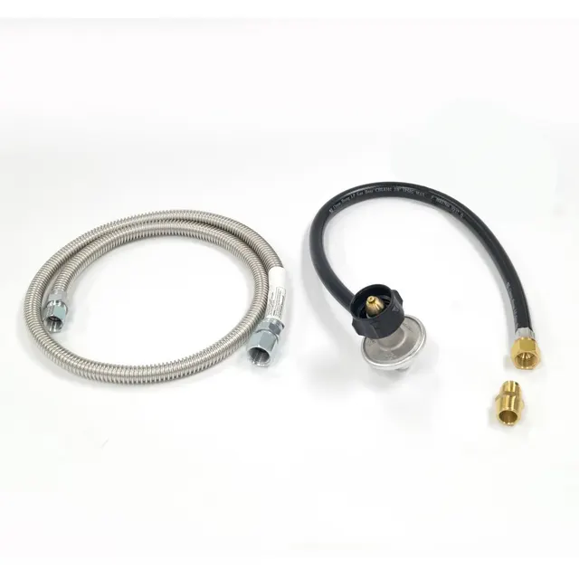 Grill Built-In Connector Package - Propane Gas — - (48” Stainless Steel Connector, Regulator & Hose w/Acme Thread Coupler Fitting)