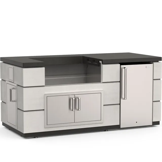 Contemporary Pre-Fab Island Bundle (35” x 77”) - White Aspen Base w/ Polished Black Lava Counter