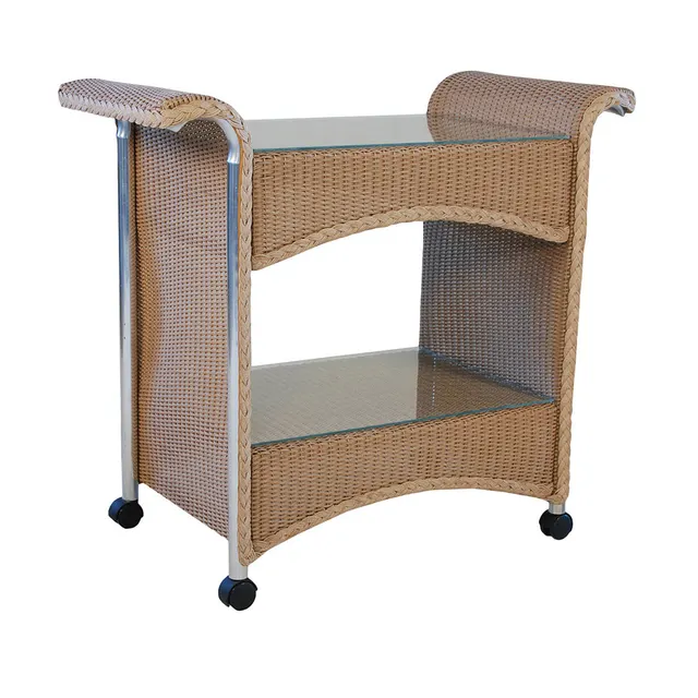 Lloyd Loom Castered Bar Cart with lay-on glass