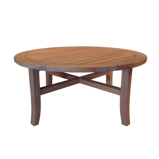 Teak 40” Round Tapered Leg Cocktail Table