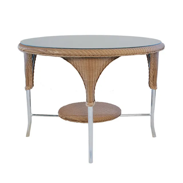 Lloyd Loom 42” Round Dining Table with lay-on glass