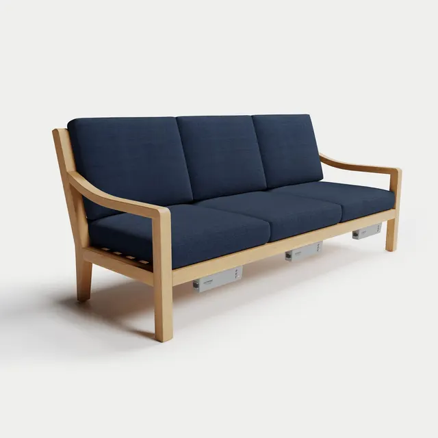 Solerno Heated Teak 3-Seat Sofa