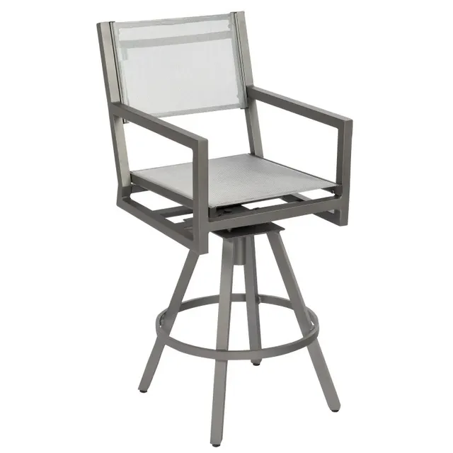 Palm Coast Sling Swivel Bar Stool with Arms