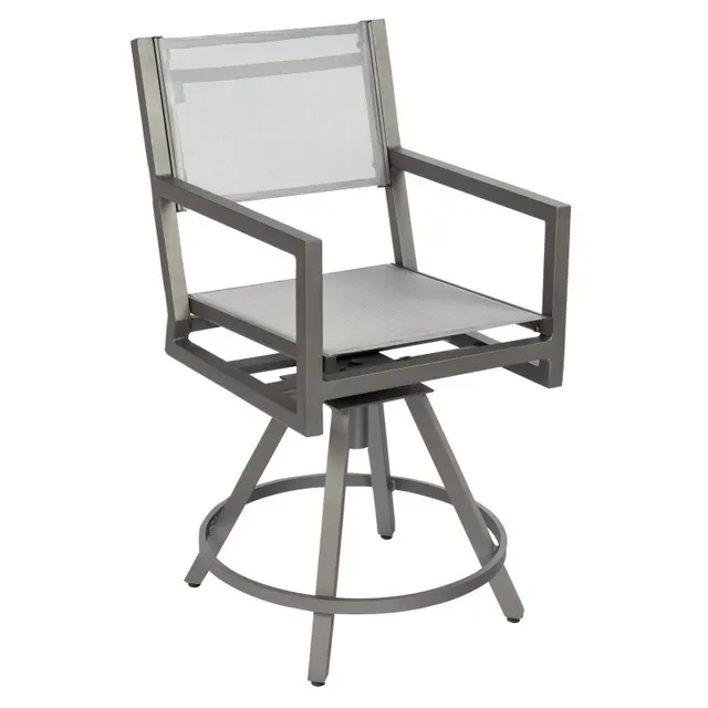 Palm Coast Sling Swivel Counter Stool with Arms