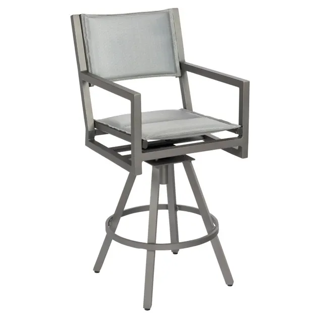 Palm Coast Padded Sling Swivel Bar Stool with Arms