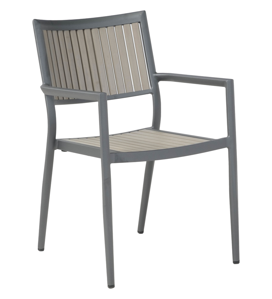 Genevieve Alum/Polywood Stackable Dining Arm Chair
