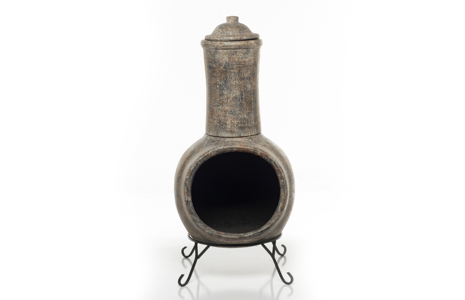 Earthenware 2 pc Jumbo Plain Chiminea w/ lid + stand