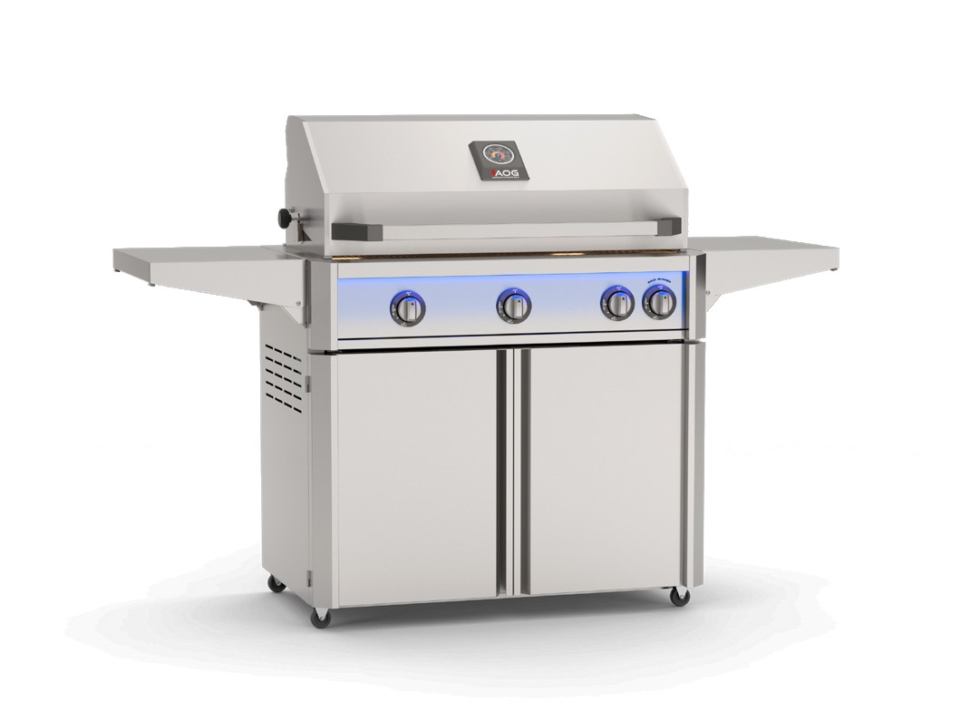 AOG 36” L-Series Built-In Grill w/ Backburner & Rotisserie Kit on Portable Cart