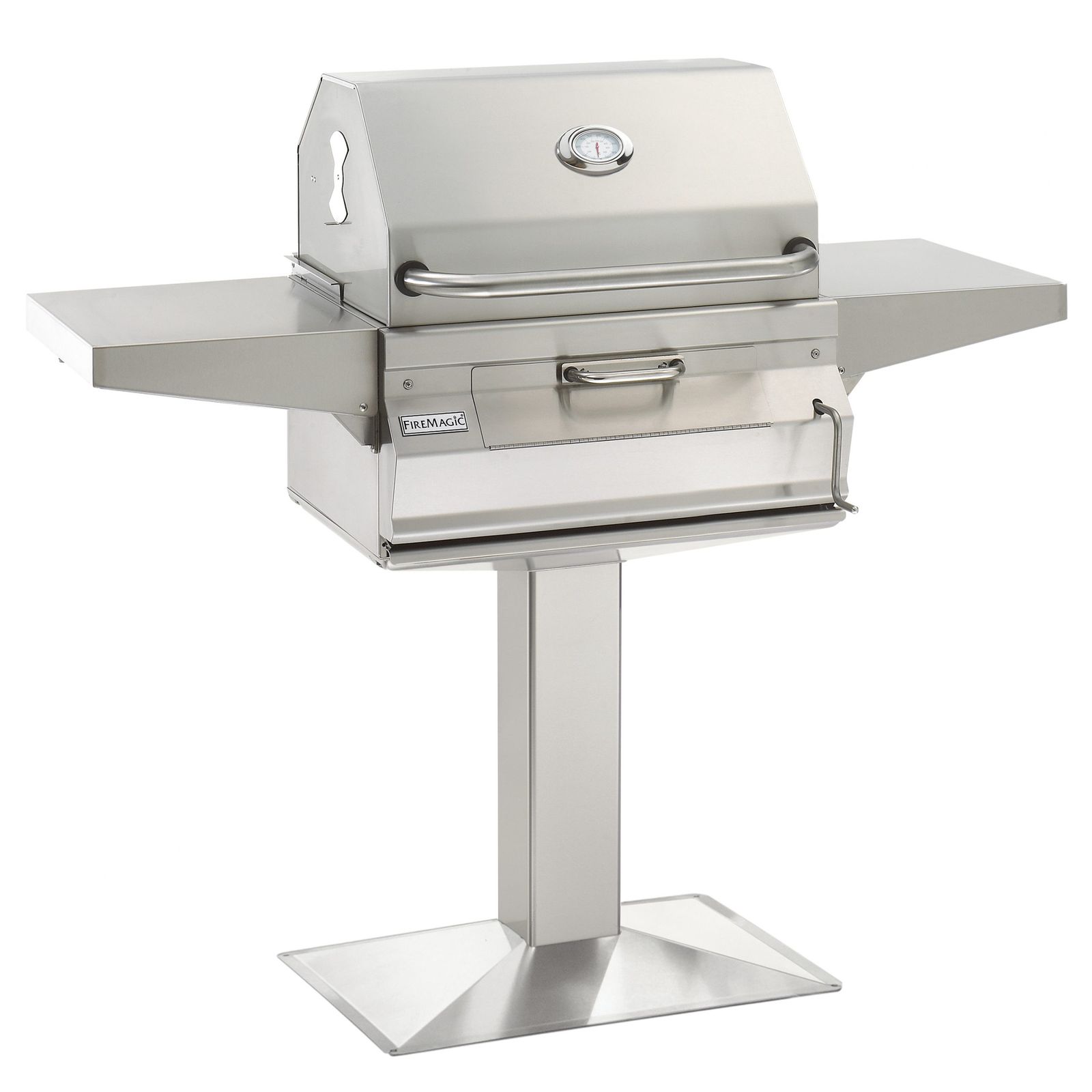 24" Stainless Steel Charcoal Grill — Patio Post Mount
