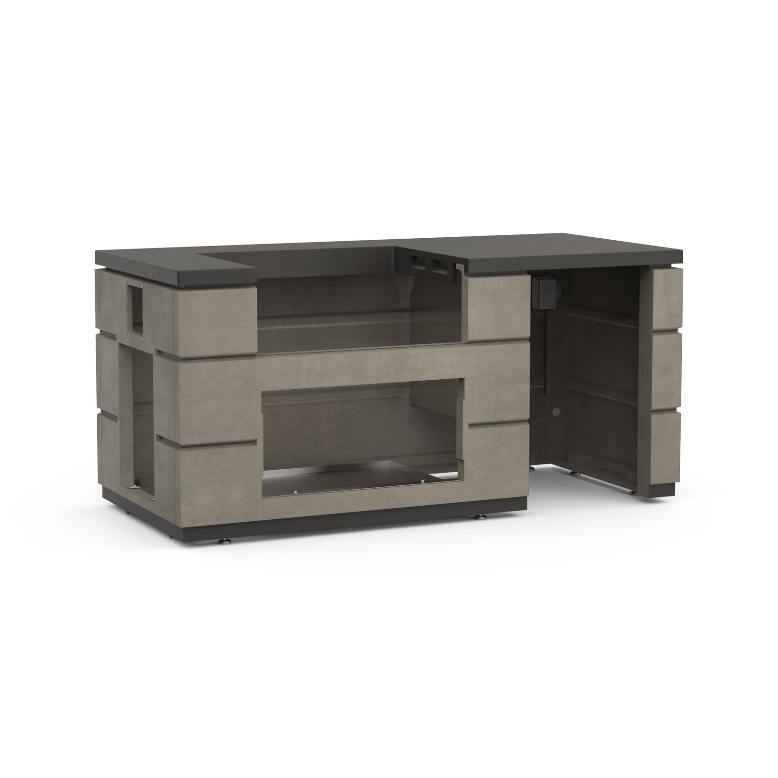 Contemporary Island w/ Refrigerator Cut-out — Smoke (35” x 77”)