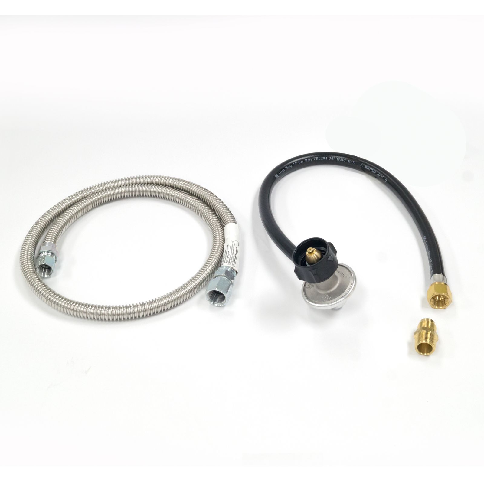 Grill Built-In Connector Package - Propane Gas — - (48” Stainless Steel Connector, Regulator & Hose w/Acme Thread Coupler Fitting)
