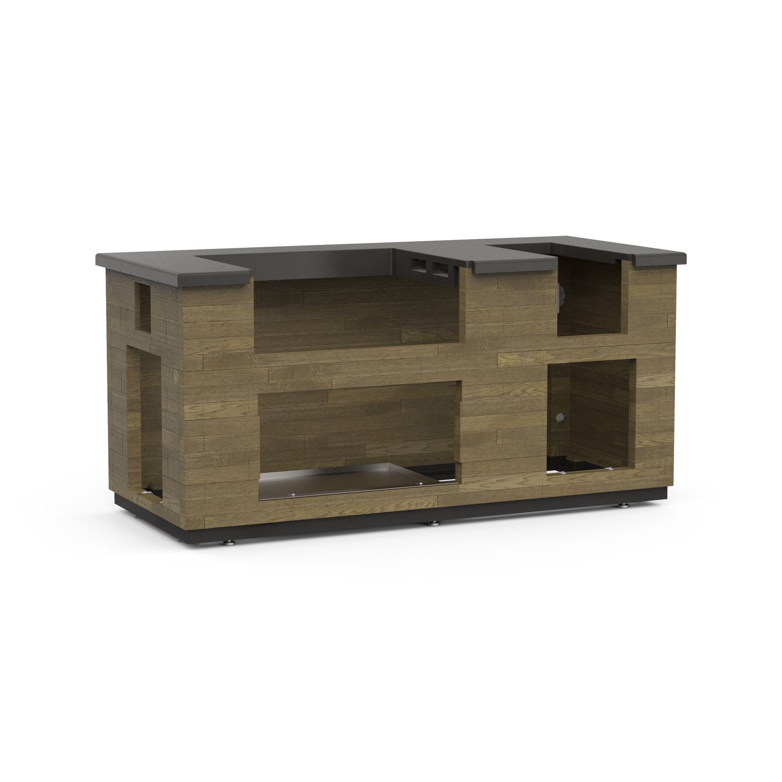 Island w/ Double Drawer Cut-out — Silver Pine (35" x 77")