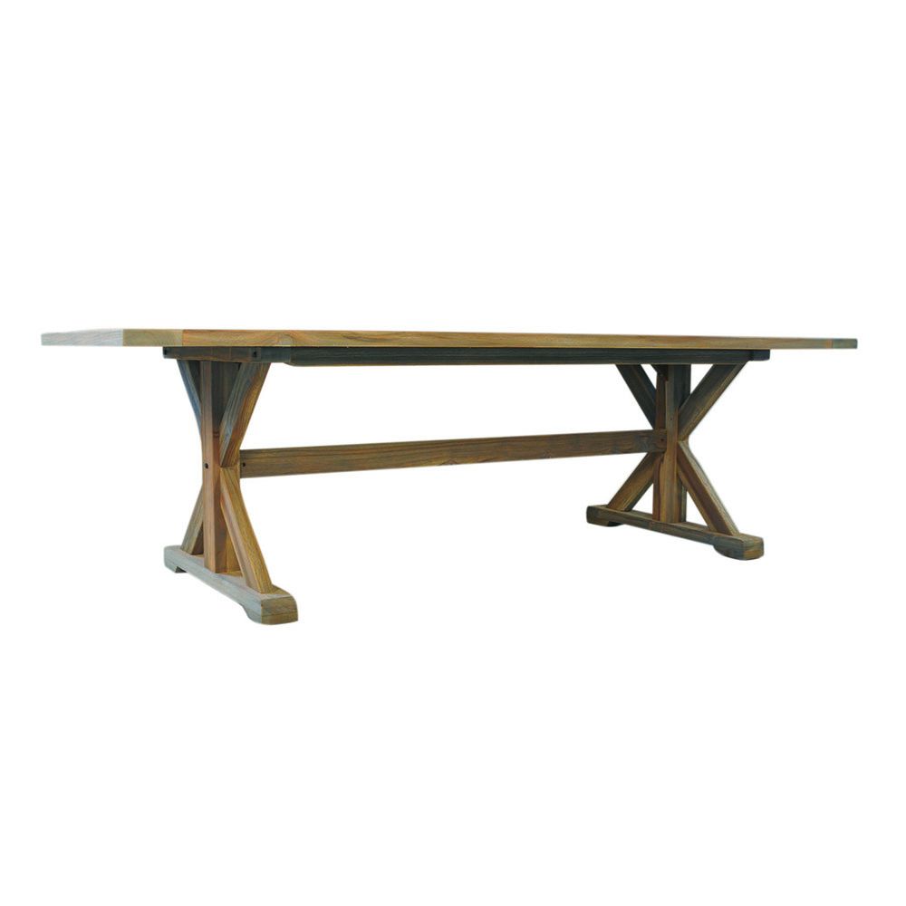 Teak 99” Rectangular Trestle Base Dining Table