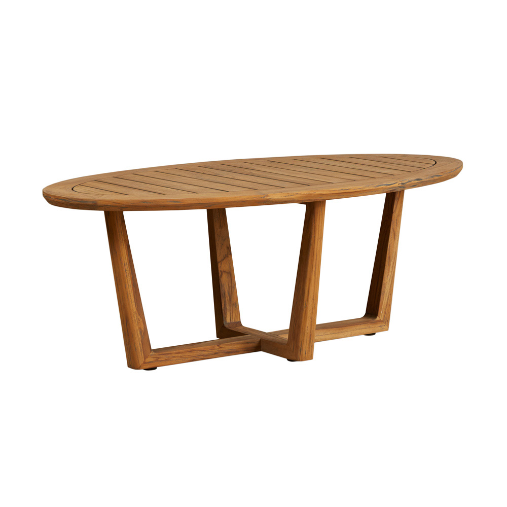 Teak 48” Oval Sled Base Cocktail Table