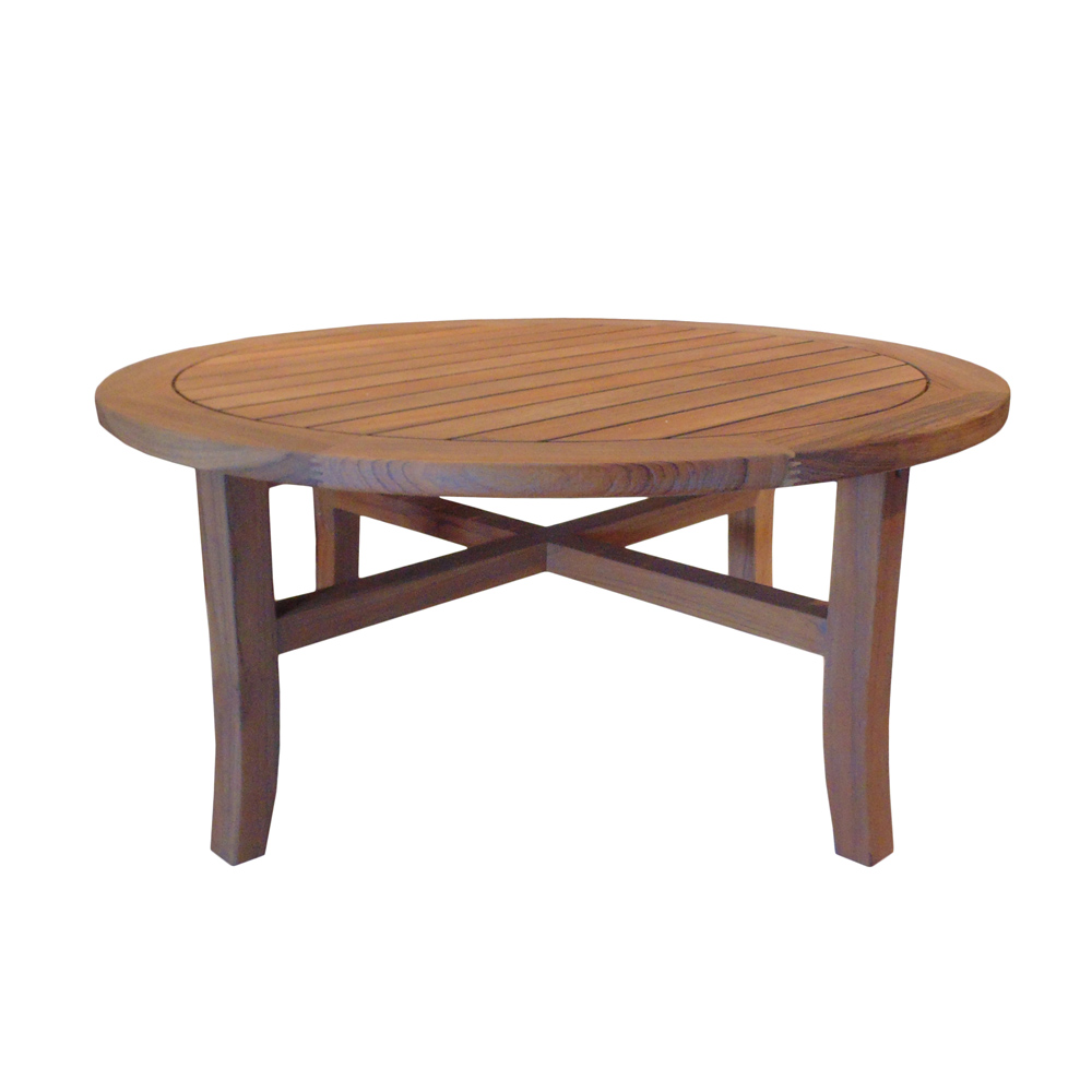 Teak 40” Round Tapered Leg Cocktail Table