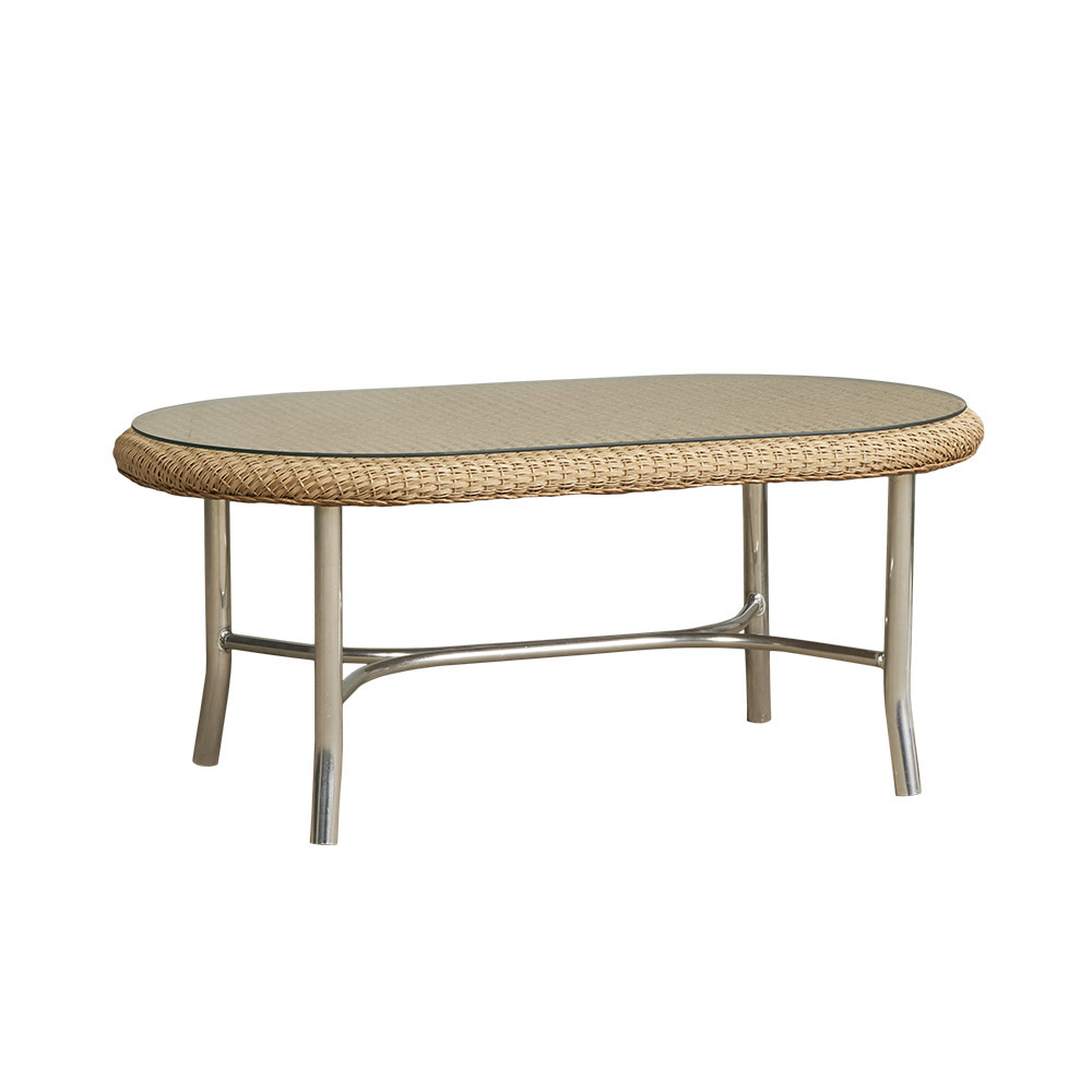 Weekend Retreat 43” Oval Cocktail Table with lay on glass