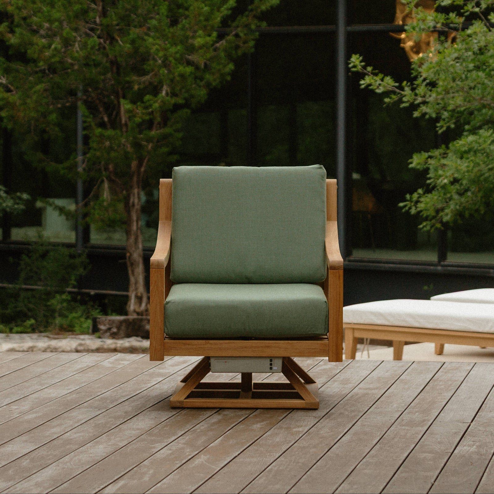 Solerno Heated Teak Swivel Chair by Outmore Living | Bowman's