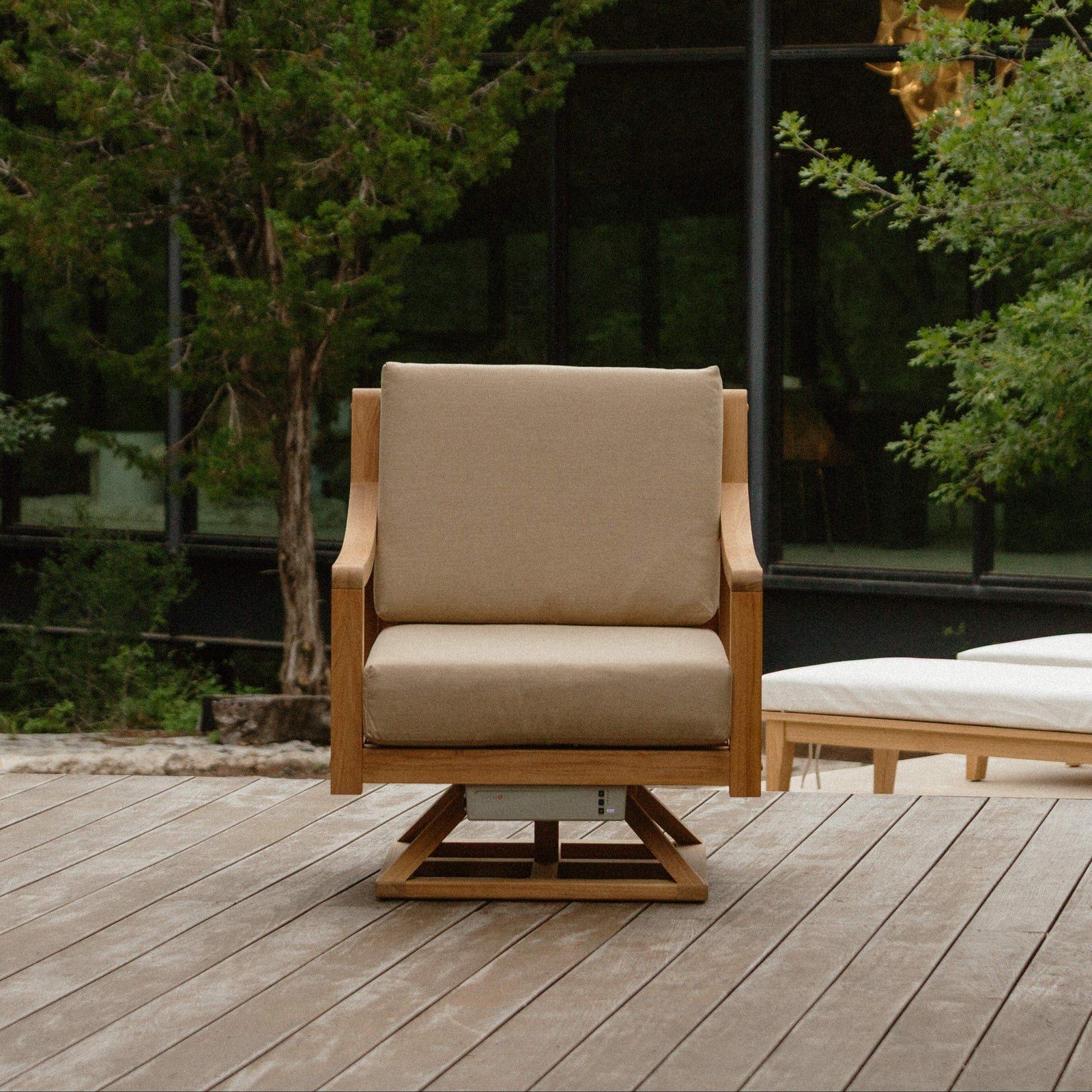 Solerno Heated Teak Swivel Chair by Outmore Living | Bowman's