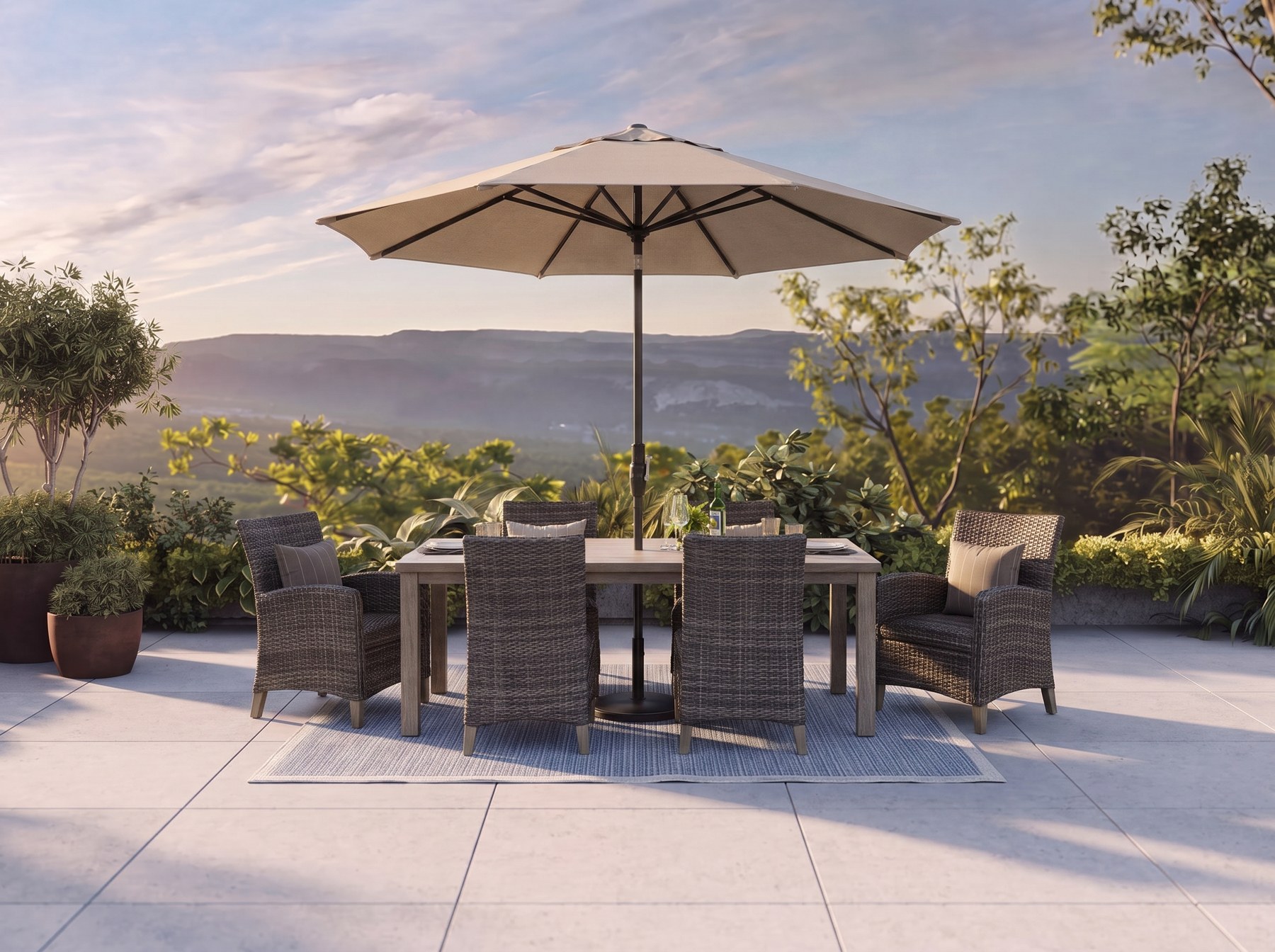 Pinamar Wicker 7-Piece Dining Set