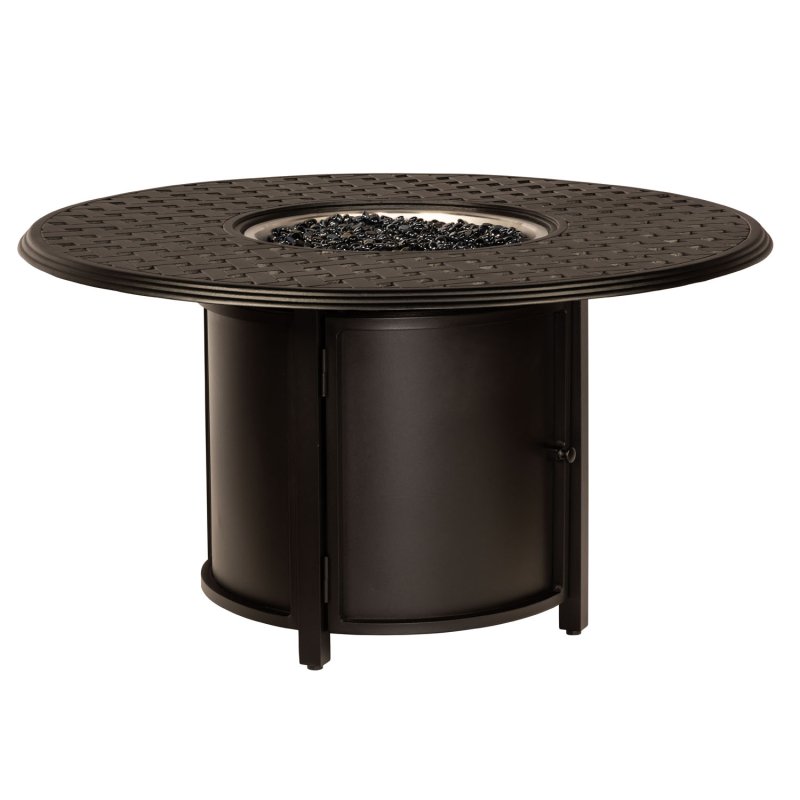 48" Round Thatch Chat Gas Fire Pit Table