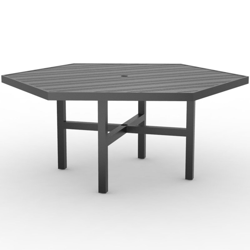 Tri-Slat Elite Hexagonal Dining Umbrella Table