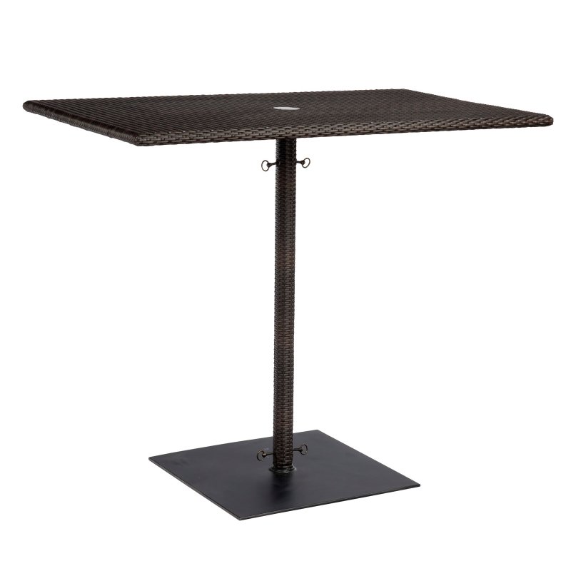 Et Cetera Rectangular Umbrella Bar Height Table with Weighted Base