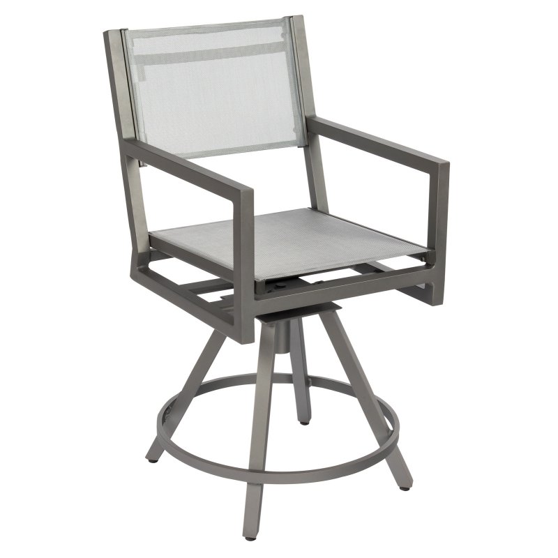 Palm Coast Sling Swivel Counter Stool with Arms