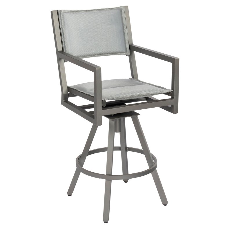 Palm Coast Padded Sling Swivel Bar Stool with Arms